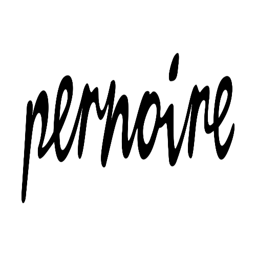 Handschriftlicher schwarzer Schriftzug pernoire auf weissem Hintergrund