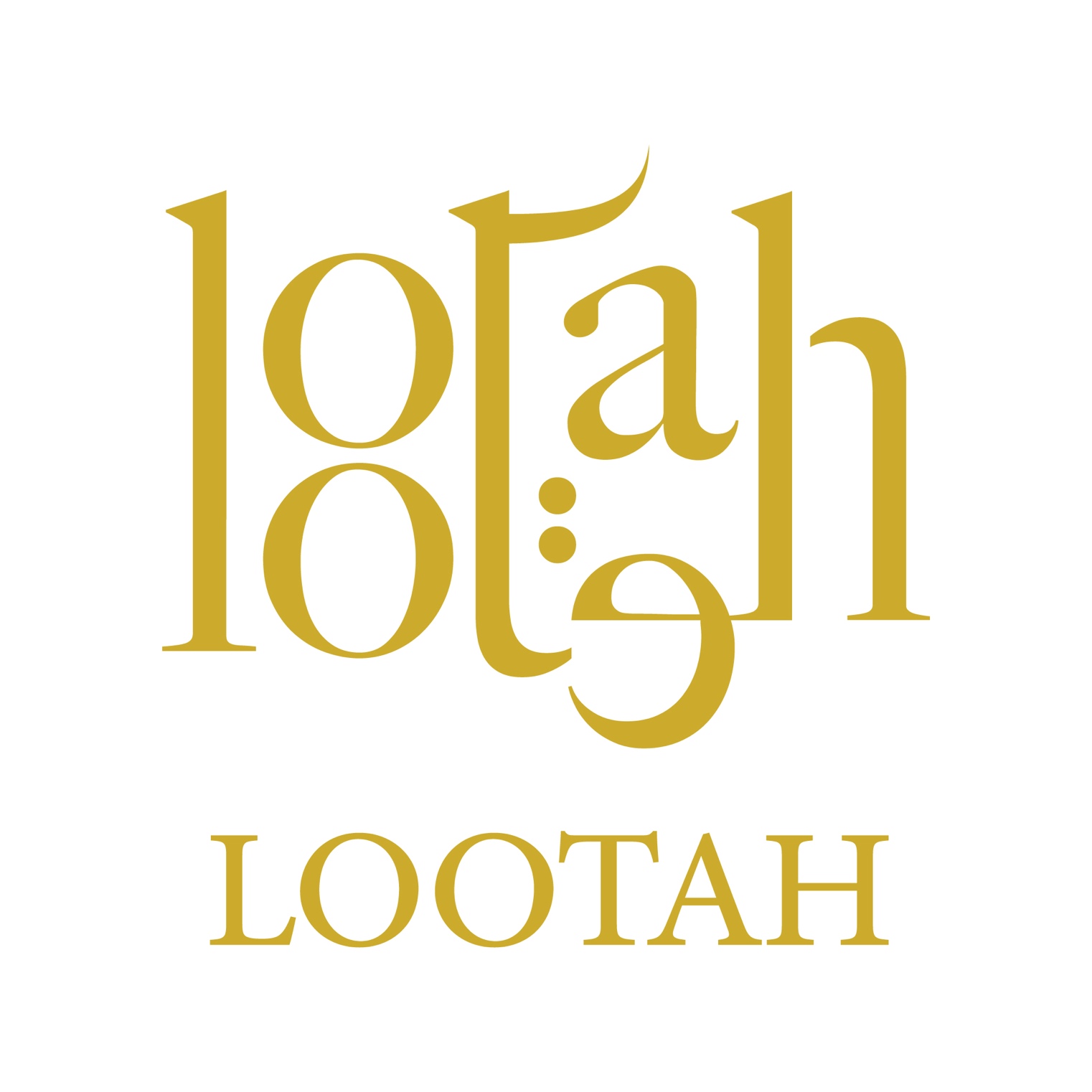 Goldenes Lootah Logo mit kunstvoller Schrift auf weissem Hintergrund